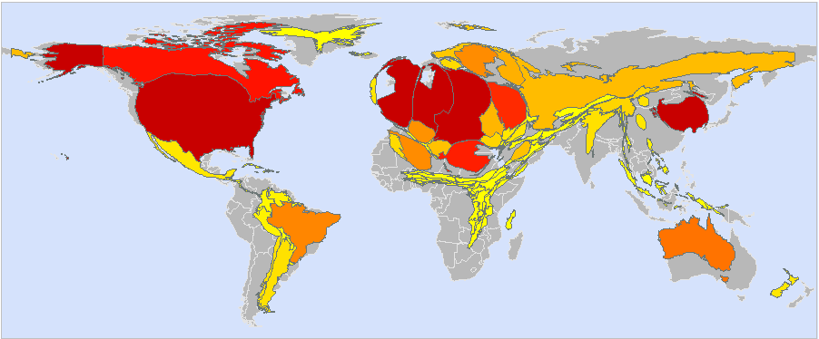 Wikipedia edits by country